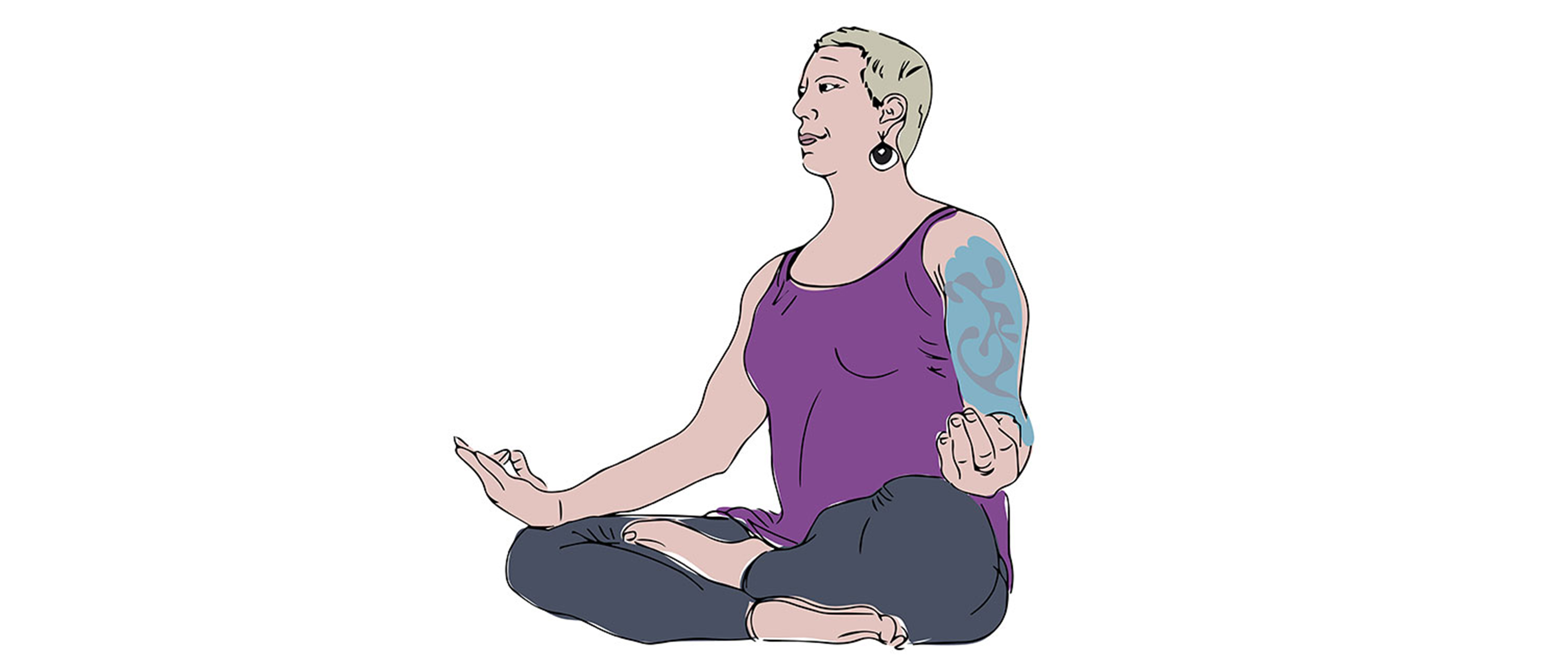 Illustrated Portrait of person meditating