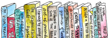 illustrated stack of books