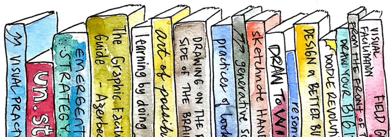 illustrated stack of books